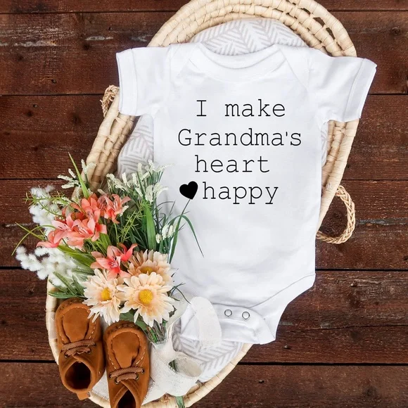 I Make Grandma’s Heart Happy Baby Onesie - Picture 1 of 3
